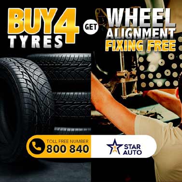 Buy 4 Tyres and get Wheel Alignment Fixing free